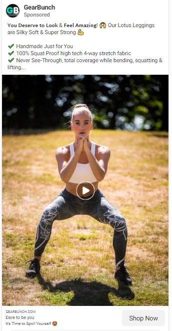 gearbunch facebook ad cta example 
