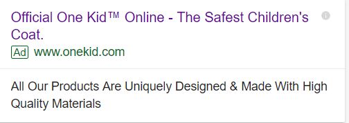 one kid google search cta example