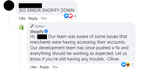 Facebook comments interaction with Shopify