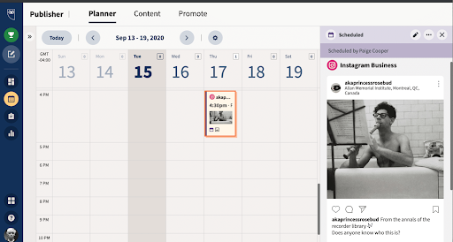 Hootsuite Instagram scheduler dashboard
