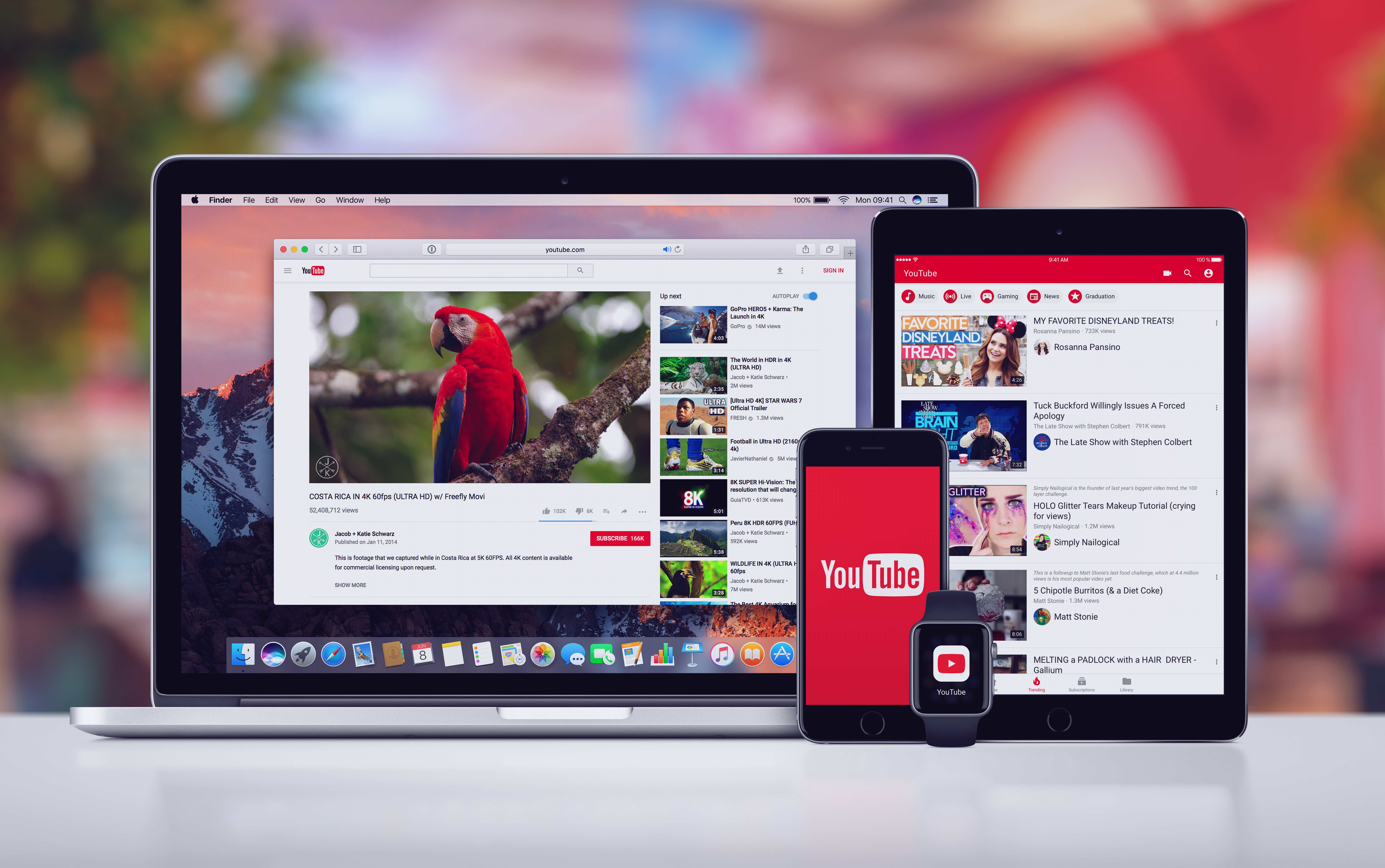 YouTube website on multiple devices