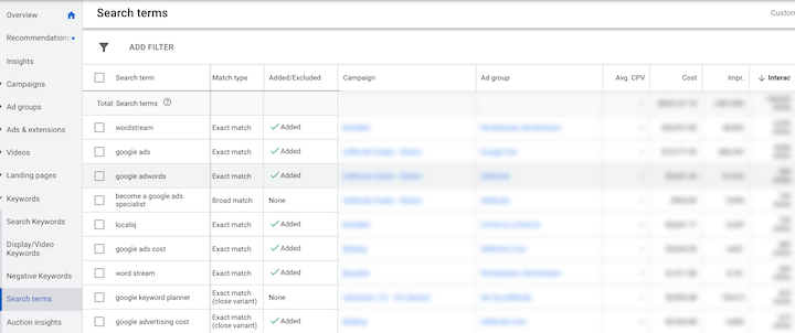best keyword research tools: search terms report