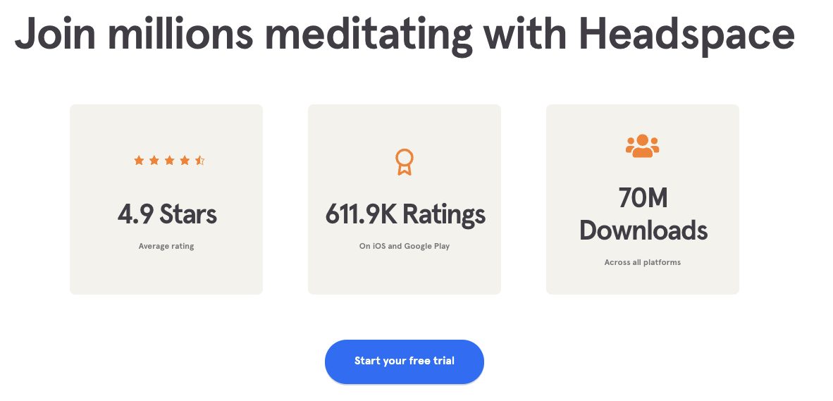 Headspace landing page example 1