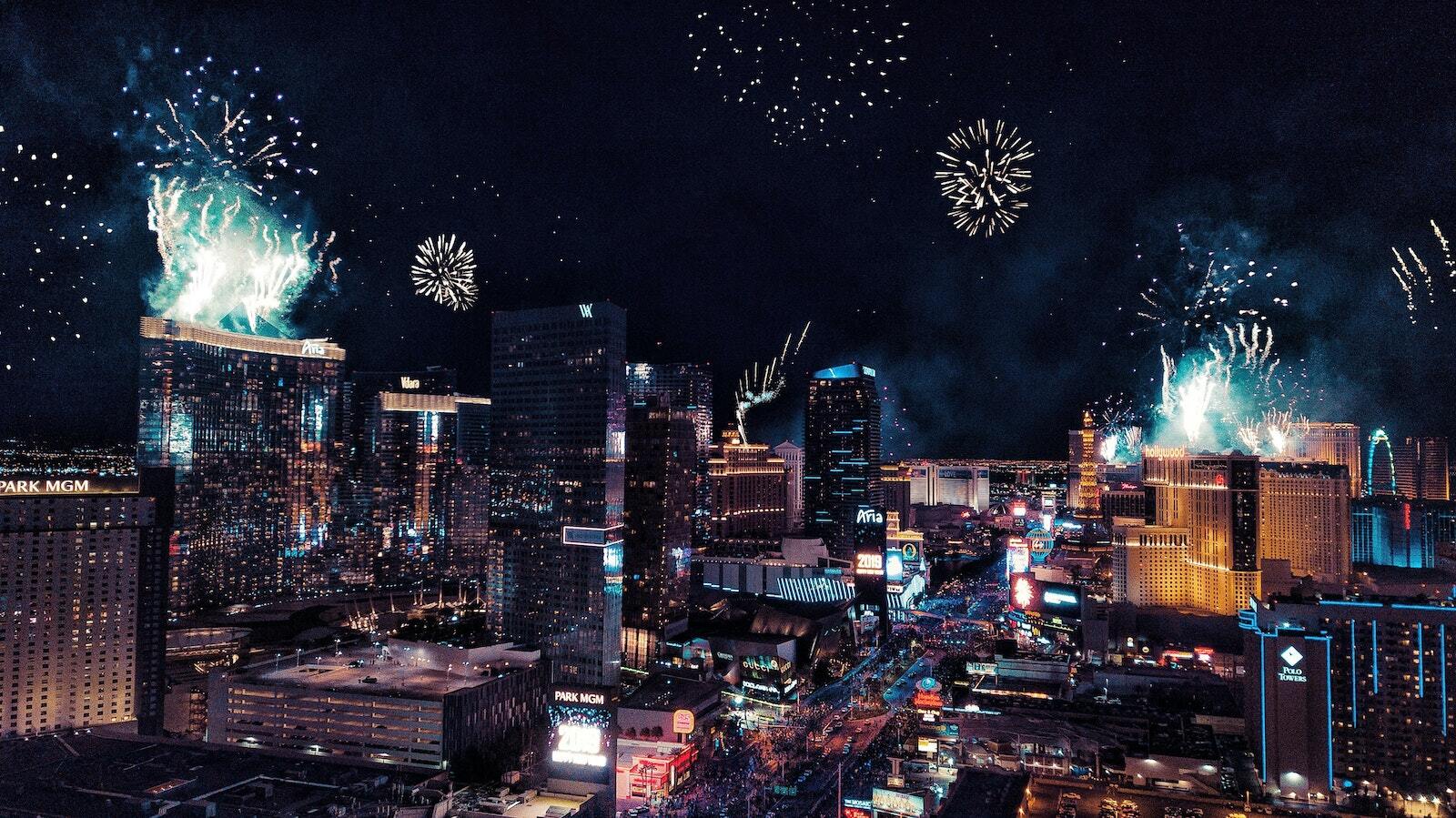 Skyline of Singapore in New Year's Eve