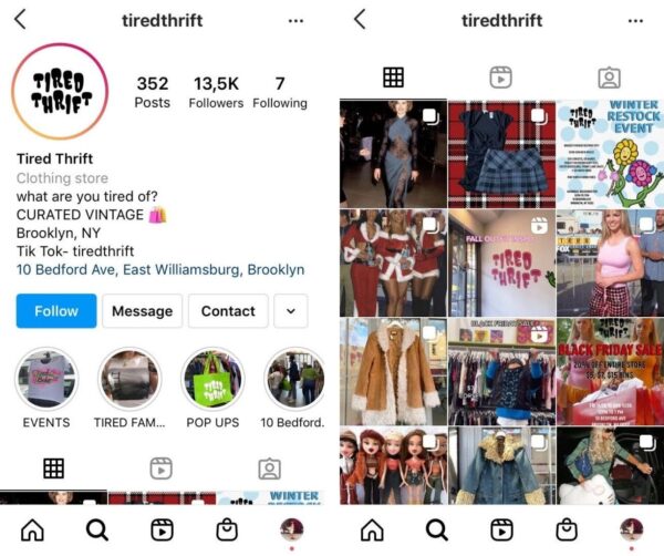 Instagram thrift shops