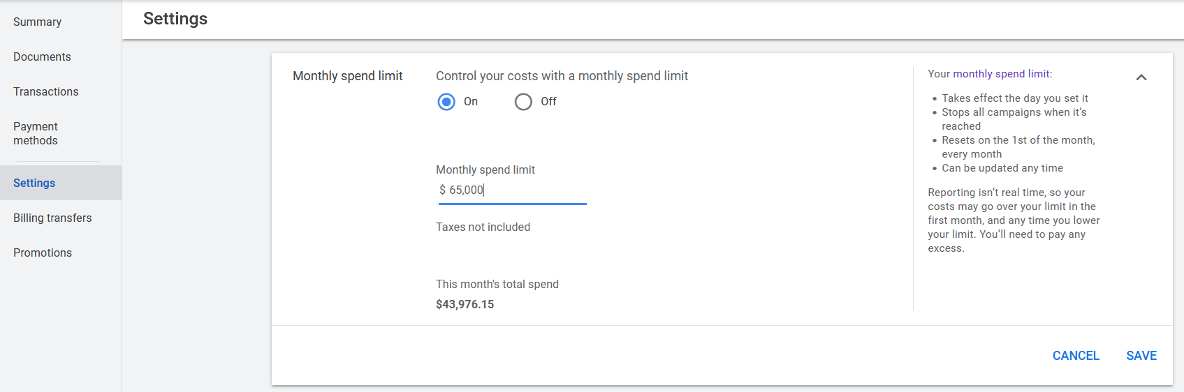 google-ads-monthly-spend-limit-setup