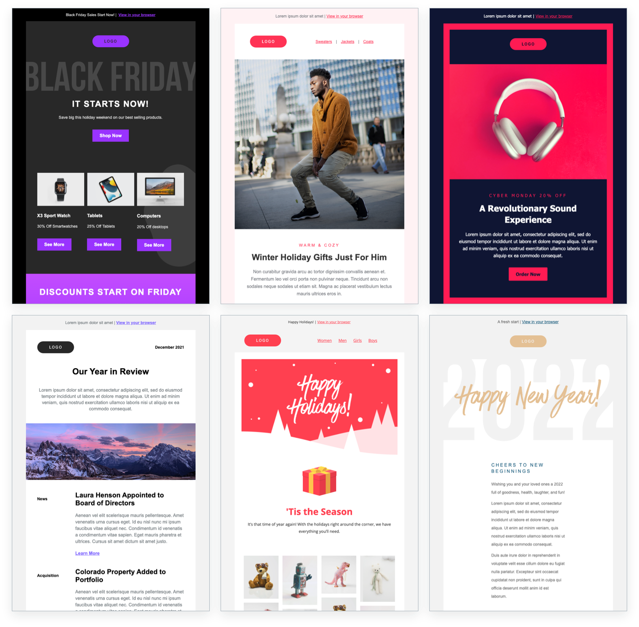 Responsive holiday email templates from Mailjet