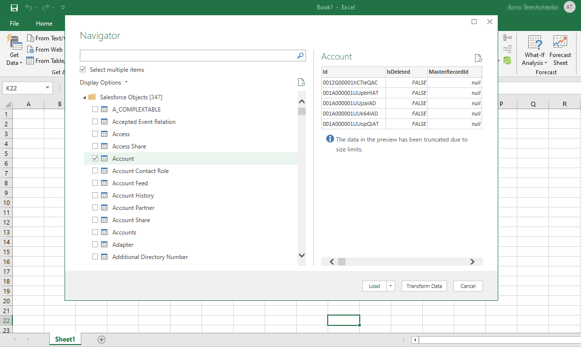 A screenshot of the second step in the salesforce data export to excel process.