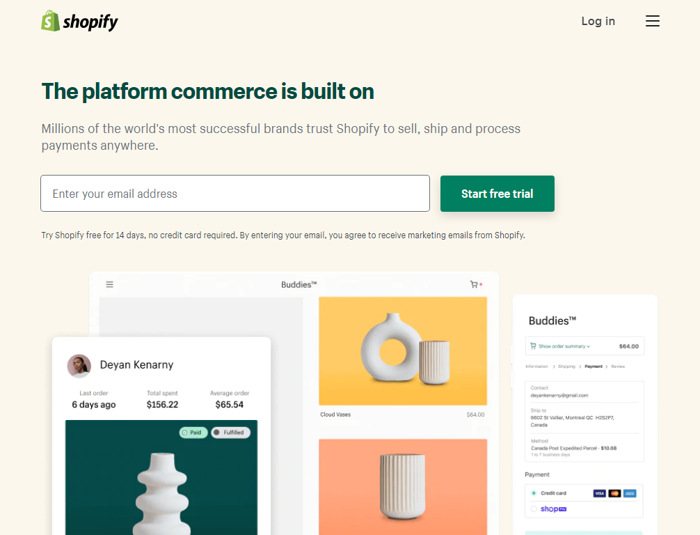 Shopify |  Créez votre propre boutique en ligne | meilleures idées de petites entreprises
