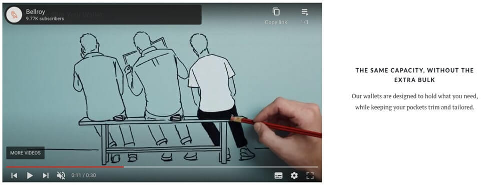 captura de pantalla bellroy brand marketing video usando storytelling