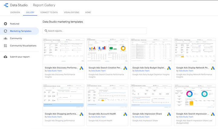 free google ads tools - google data studio templates