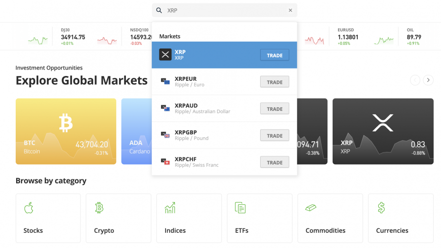 buy XRP at eToro