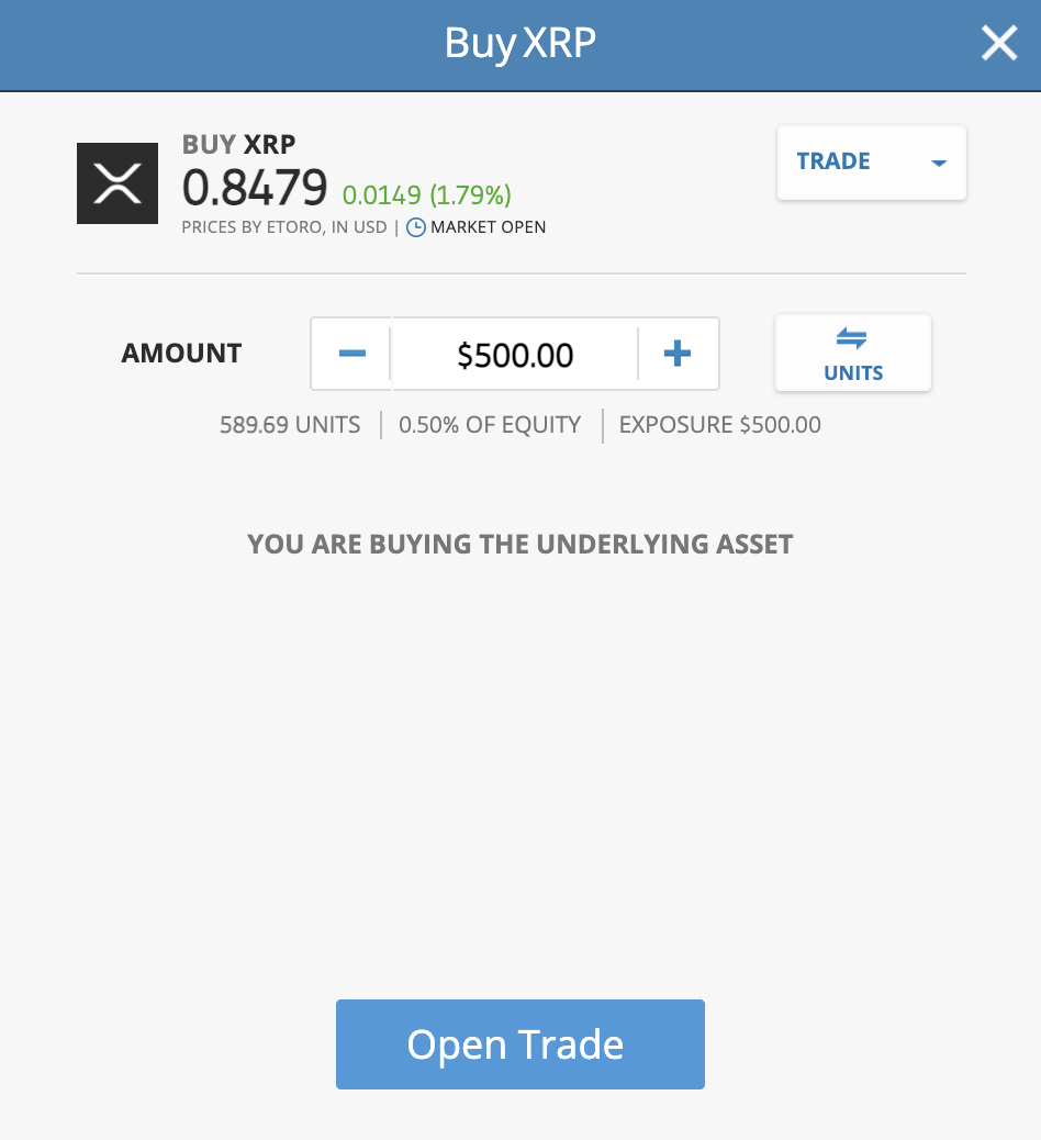 buy XRP at eToro