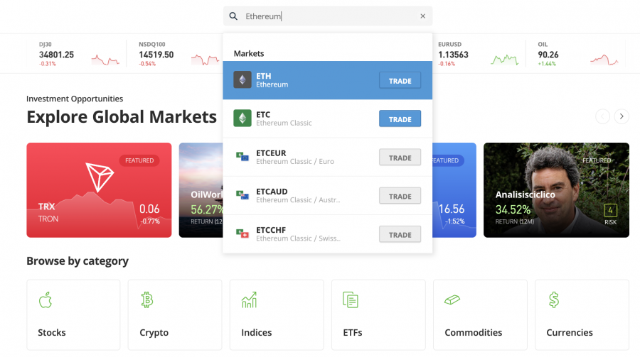 meklējiet Ethereum