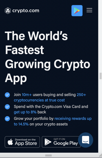 Crypto.com app forside