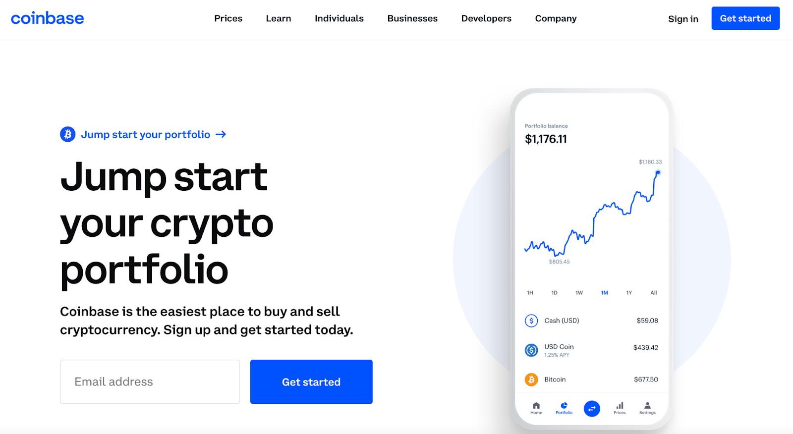 coinbase platform screenshot