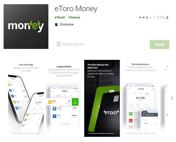 Download the eToro Money Crypto Wallet from the Play Store or the Apple Store