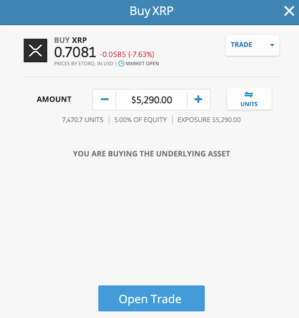 Buy XRP with eToro