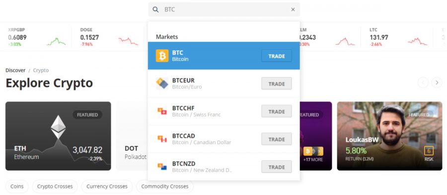 search for btc on etoro