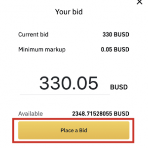 바이낸스 NFT 마켓플레이스 리뷰 10 Place bid NFT