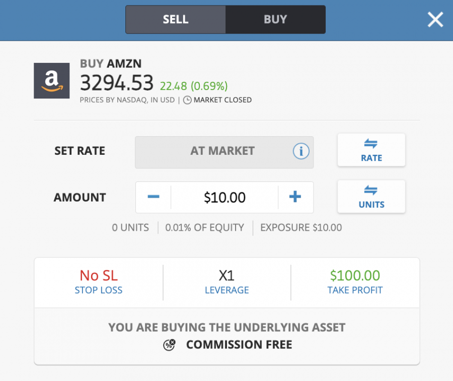 how to buy amazon stock on eToro