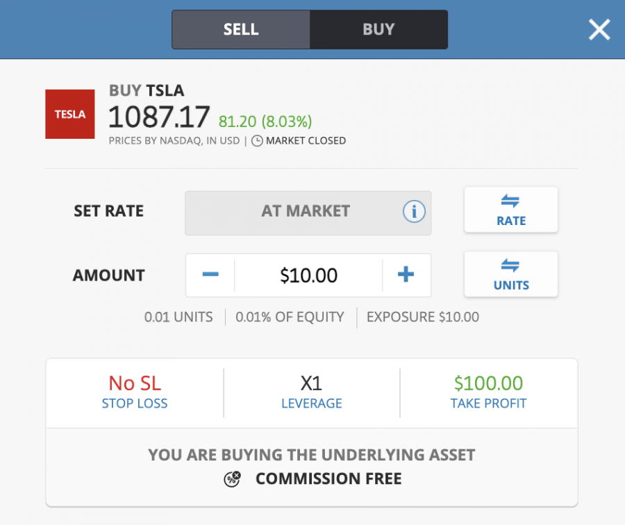 how to buy Tesla stock on eToro