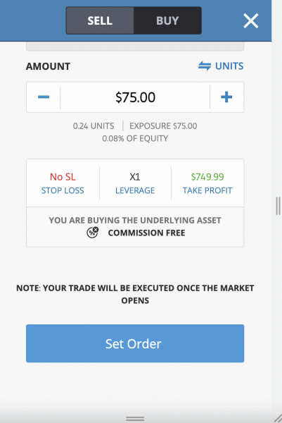 Buy stocks on the eToro app