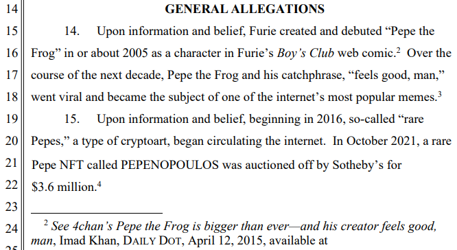 NFT Pepe the Frog Lawsuit