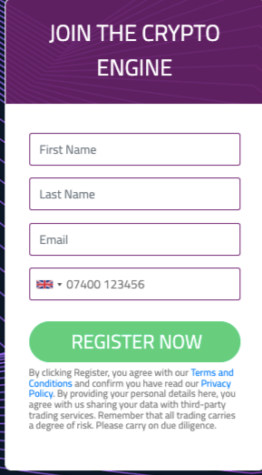 Crypto engine signup