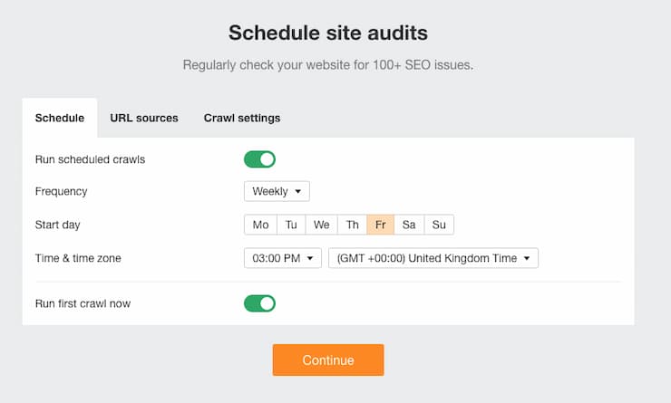 site audit schedule