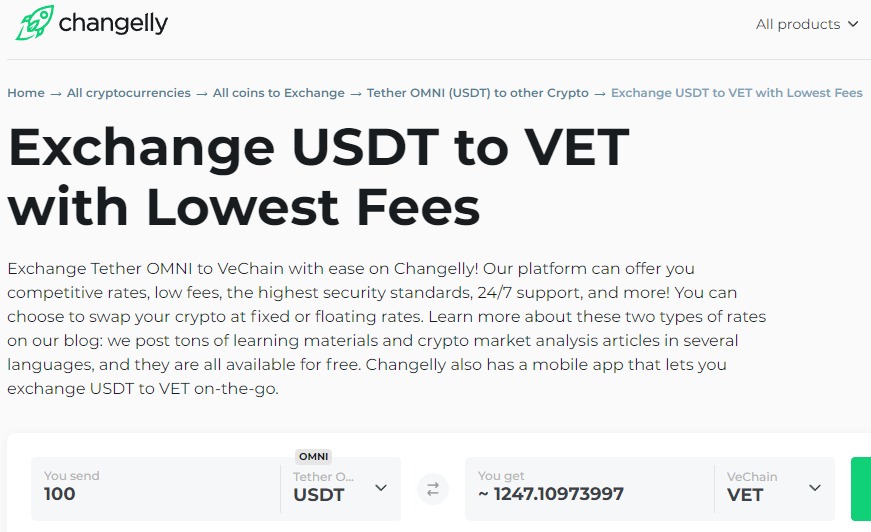 Buy VET on Changelly
