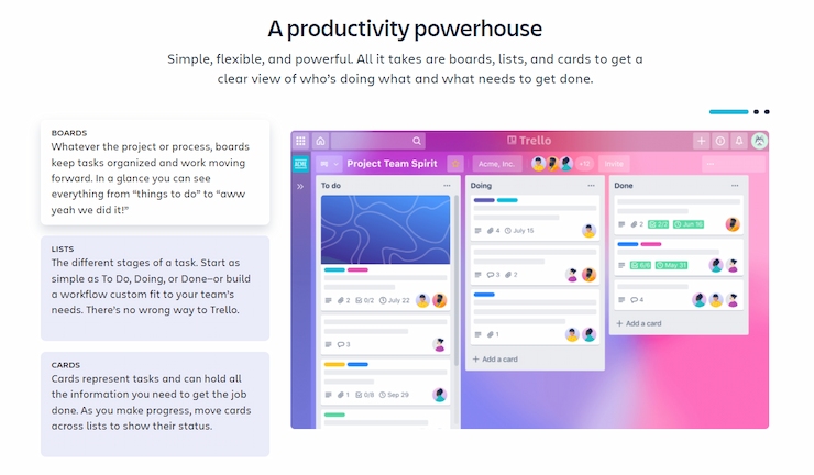 Trello offers a fantastic free plan