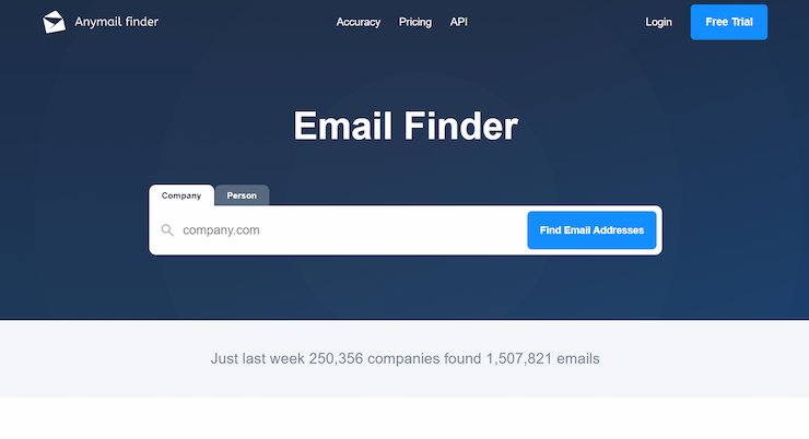 Use Anymail Finder for the most accurate search