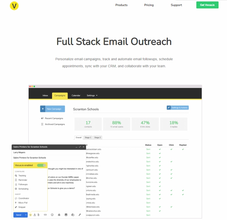 Vocus.io is a full-stack email outreach tool