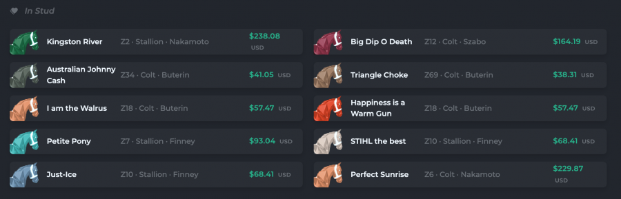 Horse racing NFT breeding