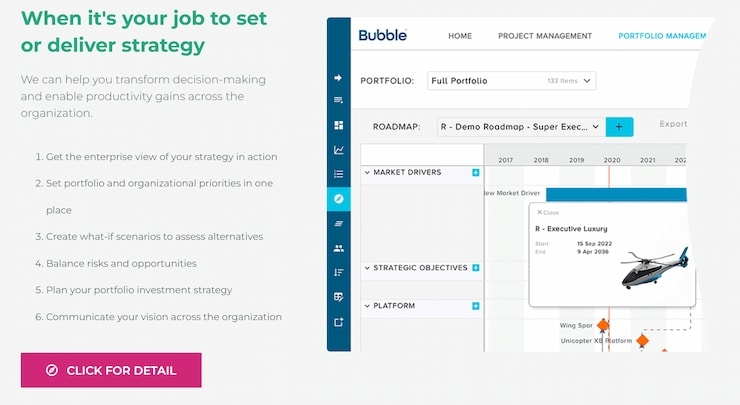 Bubble is great for prioritizing portfolios and projects