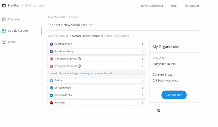 Create an account and connect social media channels