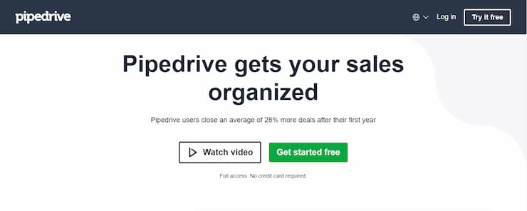 Pipedrive is best small business CRM for simple lead management