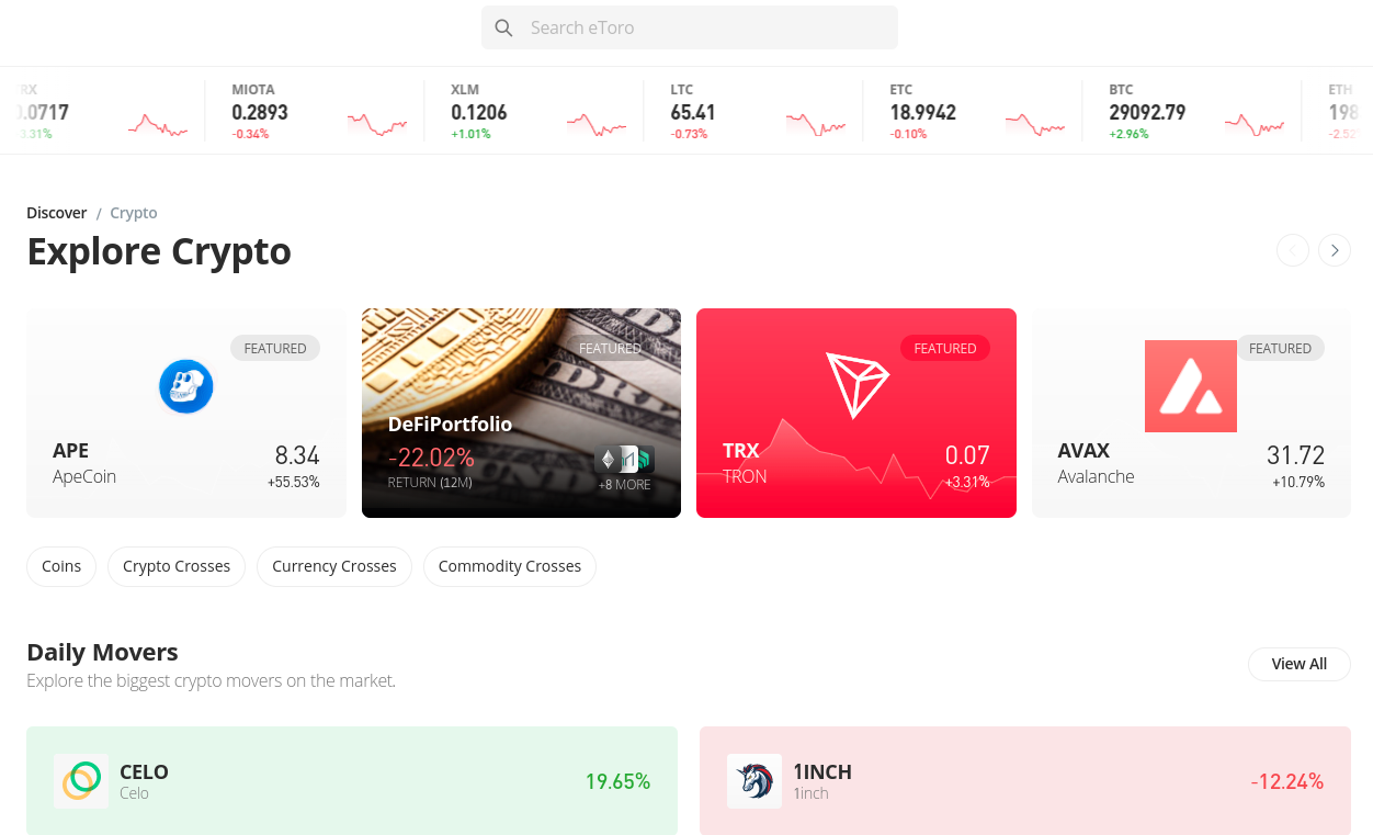 eToro crypto in the UAE