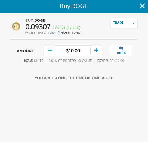 eToro buy DOGE