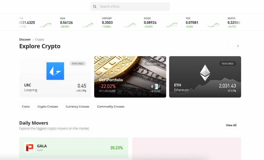 eToro crypto trading