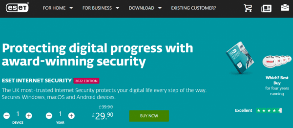 ESET best antivirus software UK for speed