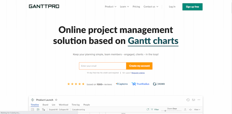 GanttPro — Excellent for Gantt charts