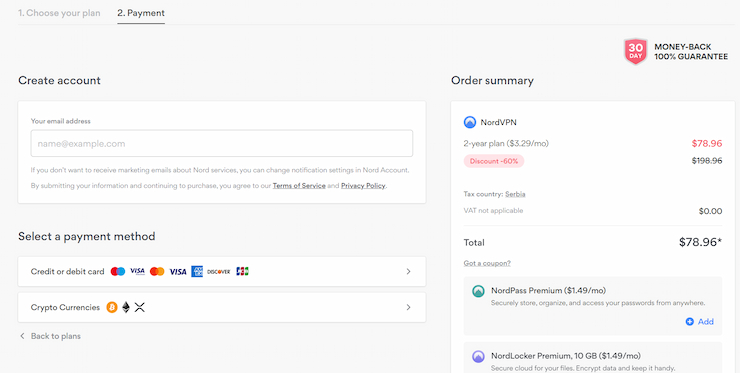 Purchase the chosen subscription