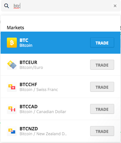 Search for BTC