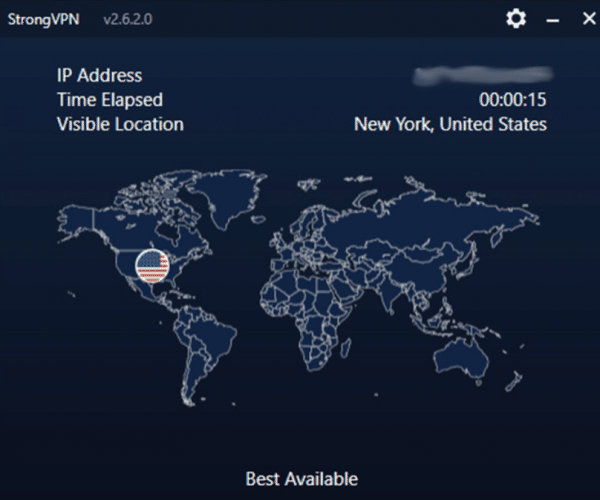 StrongVPN's interface | One of the best porn VPN solutions