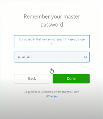 Use the master password to log in