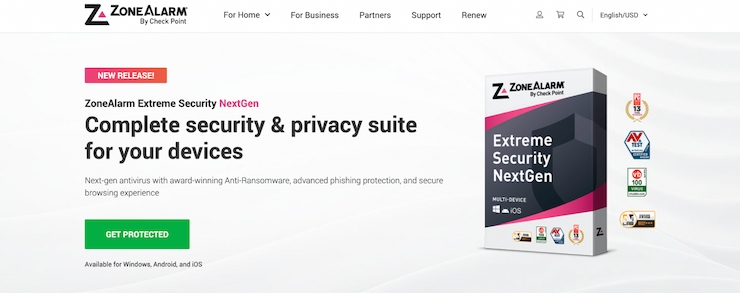 ZoneAlarm is a free antivirus for multiple devices