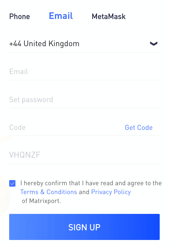 Matrixport sign up