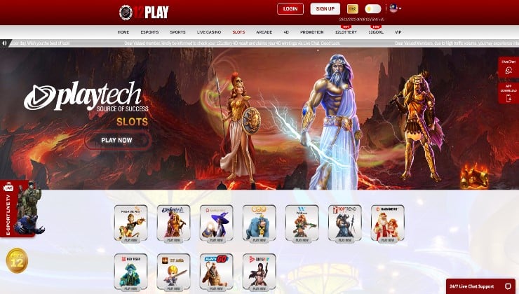 The homepage of the 12Play Casino
